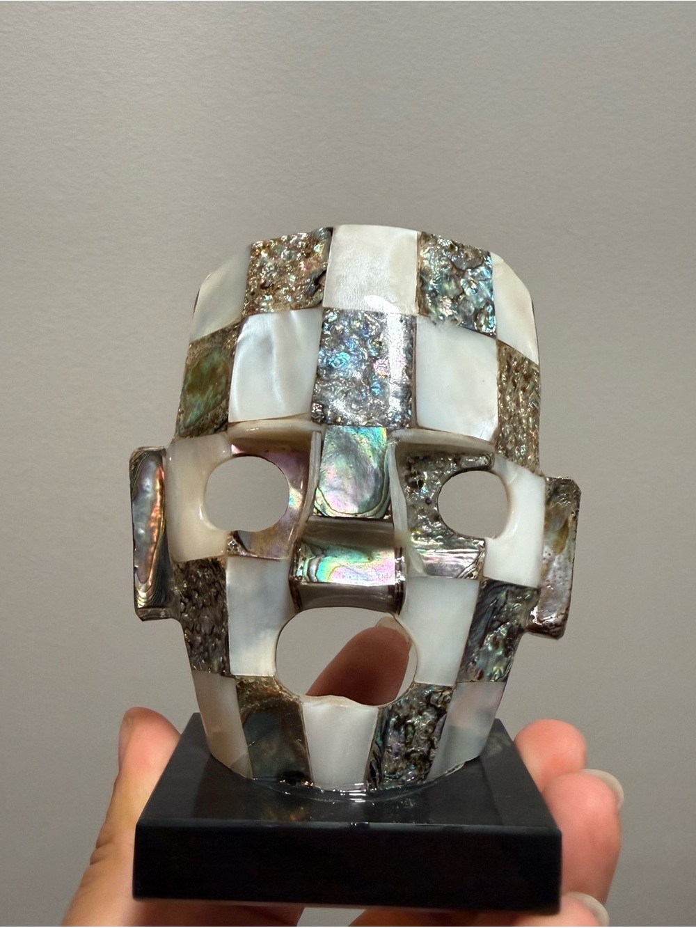 Felipe Lorenzo Santos Mexican Abalone Mosaic Pearl Iridescent Green Blue Mask